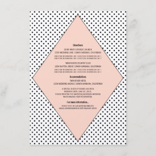 Coral Modern Polka Dots Wedding Info Card