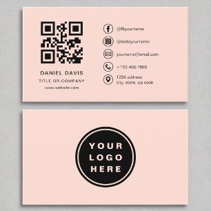 Coral Modern Professional Company Logo QR Code Business Card