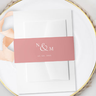Coral Modern Simple Wedding Invitation Belly Band