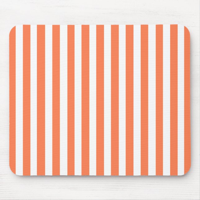Coral Modern Stripe Mouse Mat (Front)