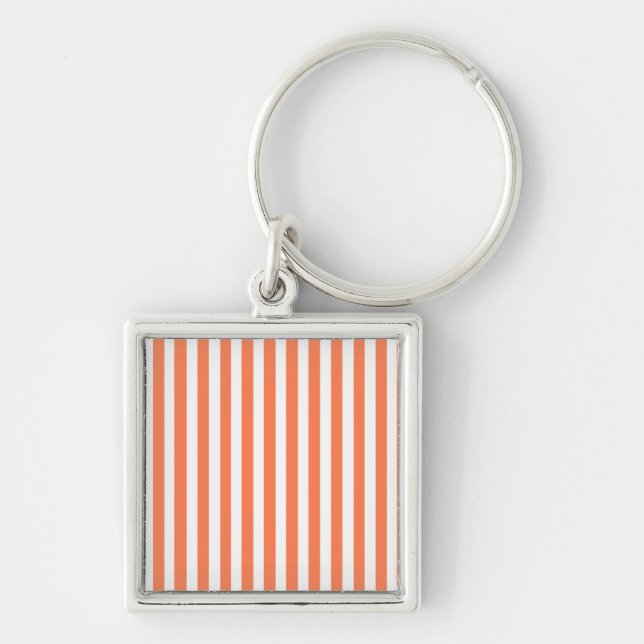 Coral Modern Stripes Key Ring (Front)