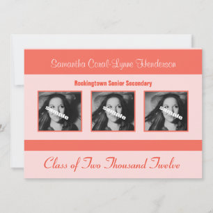 Coral Modern Stylish Photo Grad Announcement