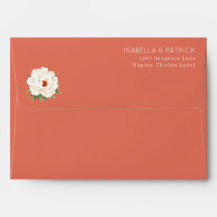 Coral Moderne Wedding Envelope