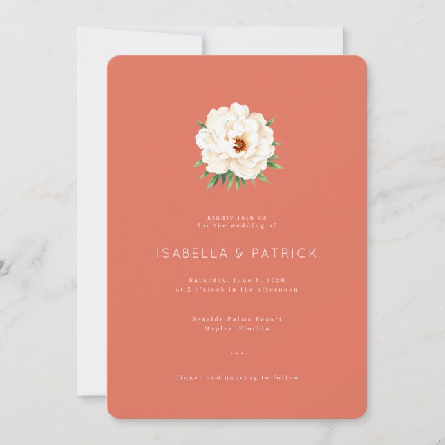 Coral Moderne Wedding Invitation (Front)