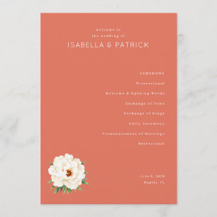 Coral Moderne Wedding Programme