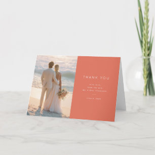 Coral Moderne Wedding Thank You Card