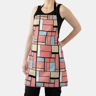 Coral Mondrian Abstract Art Apron