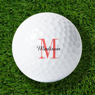 Coral Monogram Initial and Name Personalised Golf Balls