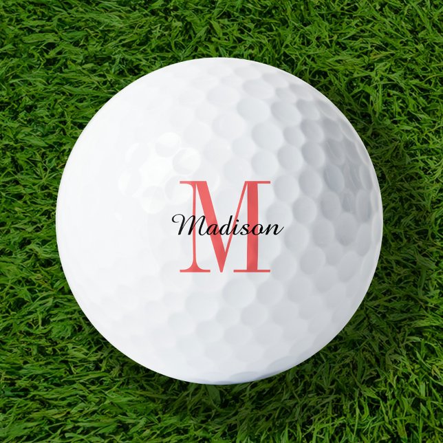 Coral Monogram Initial and Name Personalised Golf Balls (Creator Uploaded)