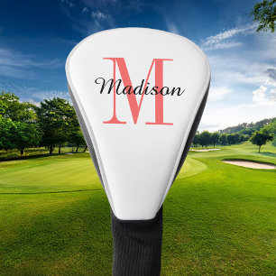 Coral Monogram Initial and Name Personalised Golf Head Cover