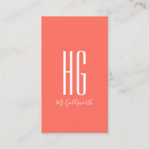 Coral Monogram Modern Business Card
