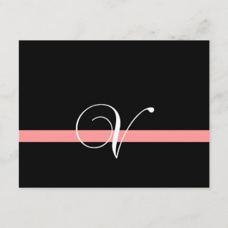 Coral Monogram V Wedding Reception Enclosure Card