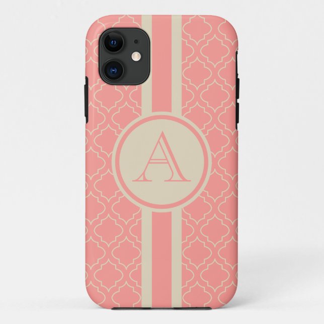 Coral Monogrammed iPhone 5 Case (Back)