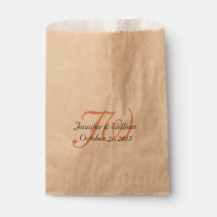 Coral Monogrammed Wedding Favour Bag