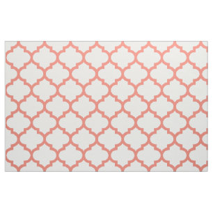 Coral Moroccan Trellis Pattern Fabric