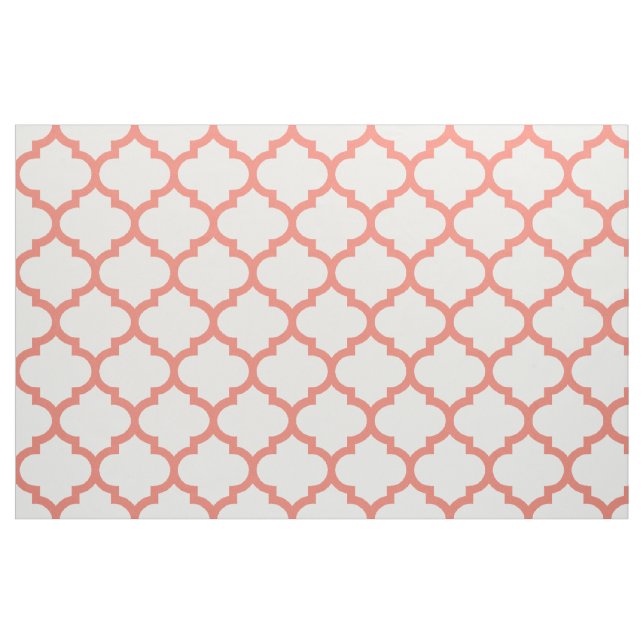 Coral Moroccan Trellis Pattern Fabric (Yard)