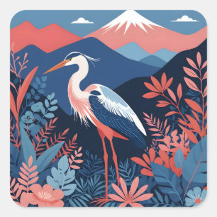 coral mountain heron stickers