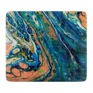 Coral N Blue Southwestern Beach Abstract  Cutting Board