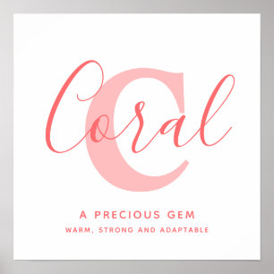 Coral name meaning orange pink text personalized poster