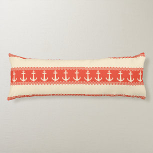 Coral Nautical Anchor Coastal Stripes Body Cushion