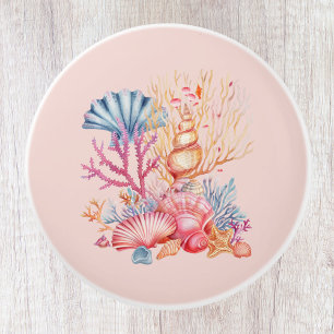 Coral Nautical  Ceramic Knob