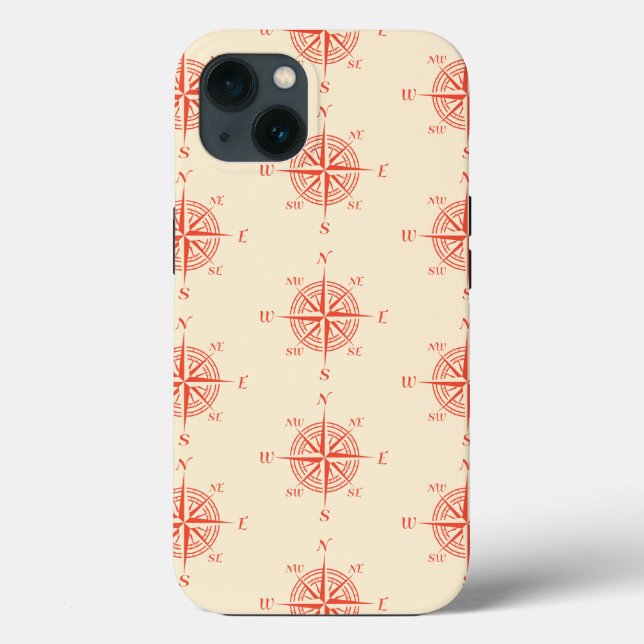 Coral Nautical Sailing Compass Case-Mate iPhone Case (Back)