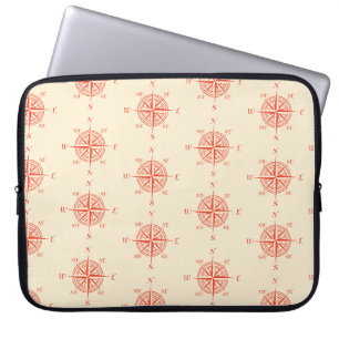Coral Nautical Sailing Compass Laptop Sleeve
