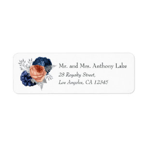 Coral, Navy and Silver Floral