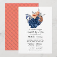 Coral, Navy and Silver Floral Shower by Mail