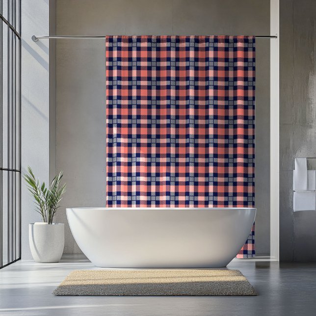 Coral Navy Bath Décor Thoughtful Retirement Gift Shower Curtain (Coral Navy Bath Décor Thoughtful Retirement Gift)