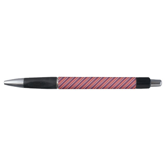 Coral, navy blue and white five stripes pattern (Front)