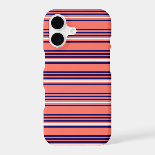 Coral, navy blue and white five stripes pattern (Back)