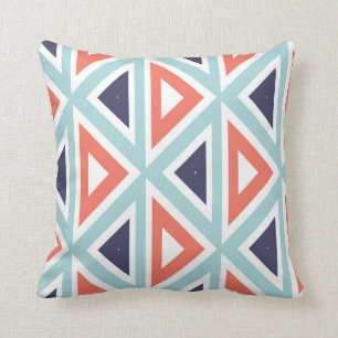Coral Navy Blue Triangle Pattern  Cushion