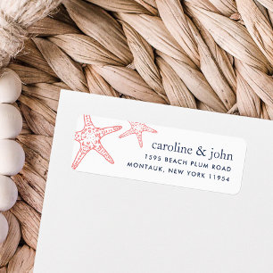 Coral & Navy Starfish Return Address