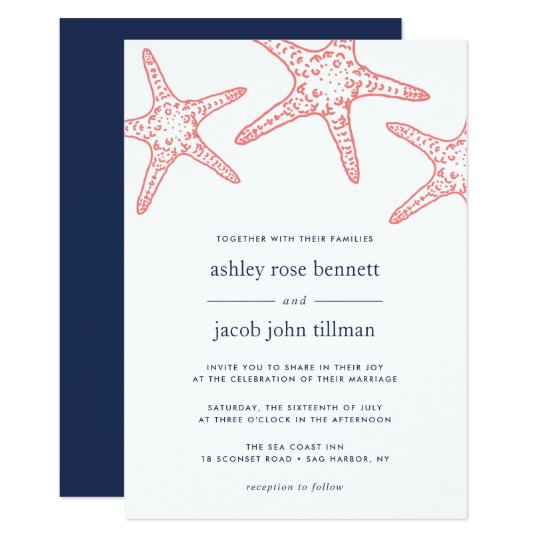 Coral Starfish Wedding Invitations 10