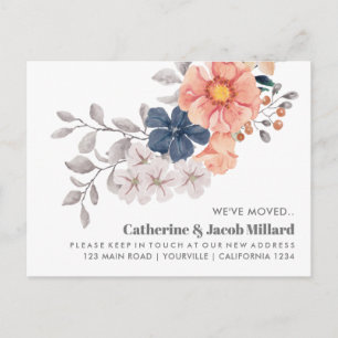 Coral Navy We've moved New address New House Postcard