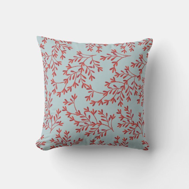 Coral & Ocean Blue Throw Pillow (Front)