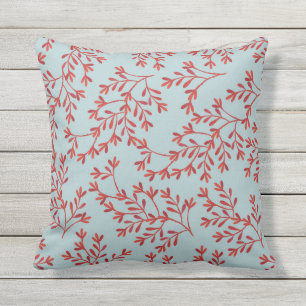 Coral & Ocean Blue Throw Pillow