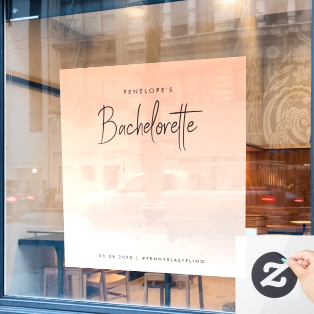 Coral Ombre | Bachelorette Party Photo Backdrop Window Cling (Cafe Window)