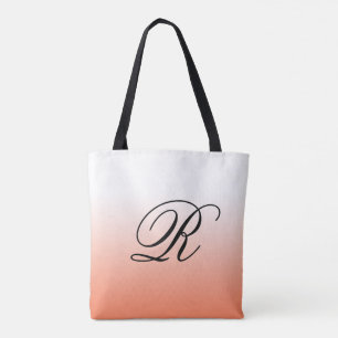 Coral Ombre Over Any Colour with Monogram Tote Bag