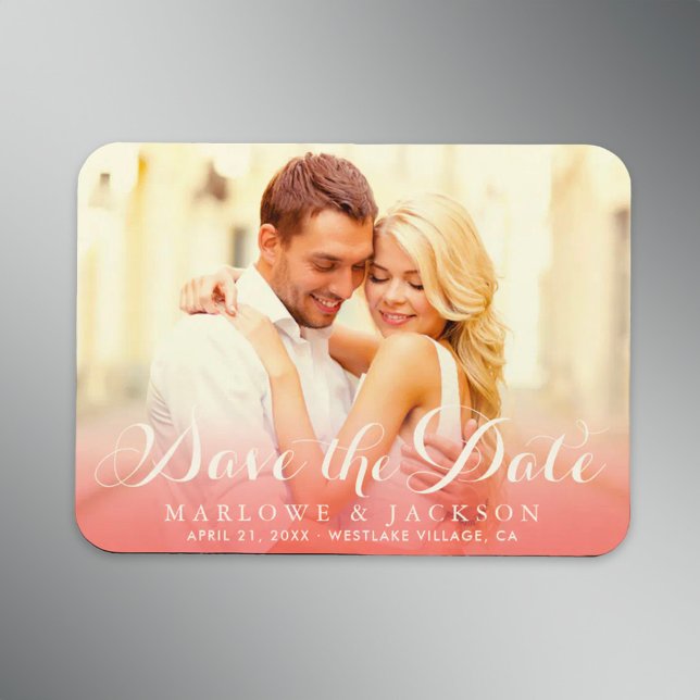 Coral Ombre Photo Save Date Magnet (Creator Uploaded)