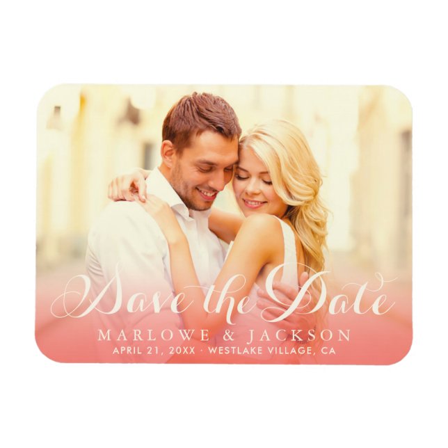 Coral Ombre Photo Save Date Magnet (Horizontal)