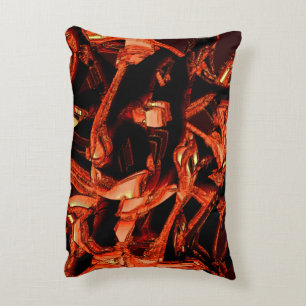 Coral or dark salmon destroyed, black background decorative cushion