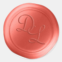 Coral Orange 2 Letter Monogram Wax Seal Stickers