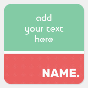 Coral orange and aqua green company quote square sticker