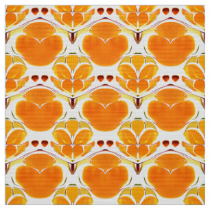 Coral Orange and Cream Batik Pattern Fabric