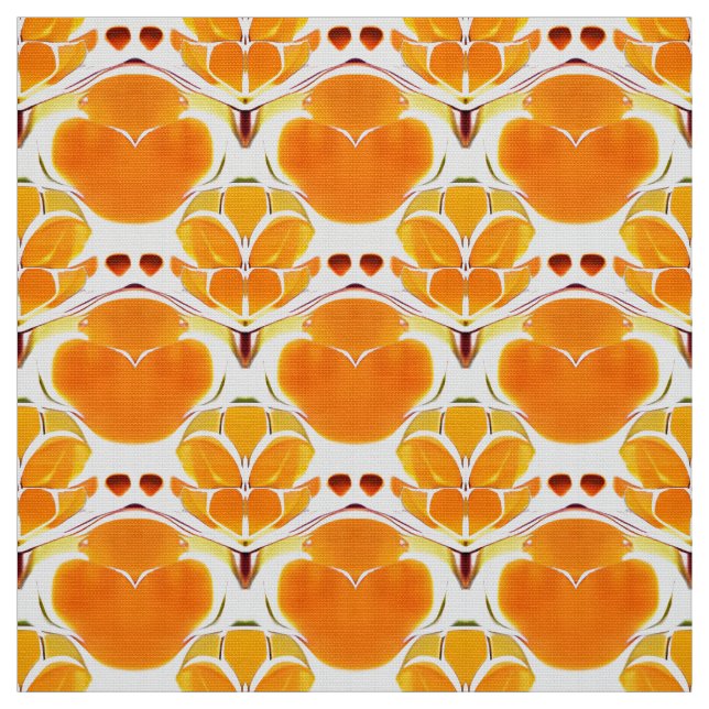 Coral Orange and Cream Batik Pattern Fabric (Swatch)