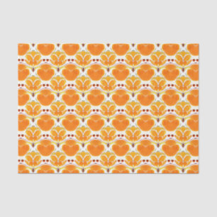 Coral Orange and Cream Batik Pattern Tissue Paper