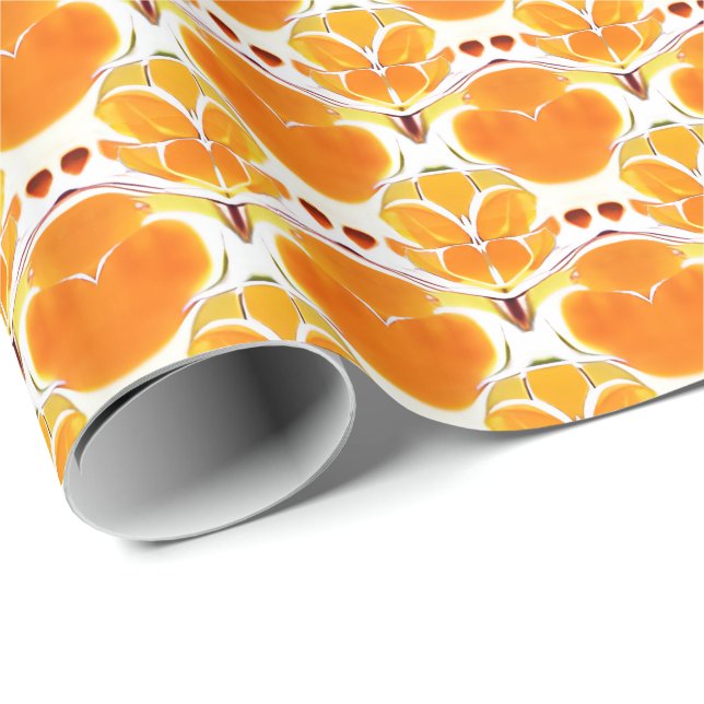 Coral Orange and Cream Batik Pattern Wrapping Paper (Roll Corner)