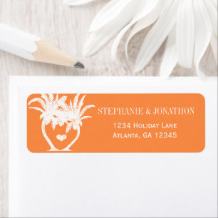 Coral Orange Beach Palm Tree Destination Wedding